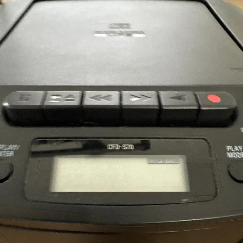Sony CFD-S70 CD/Cassette Boombox with Radio Black Mega Bass Battery-Powered